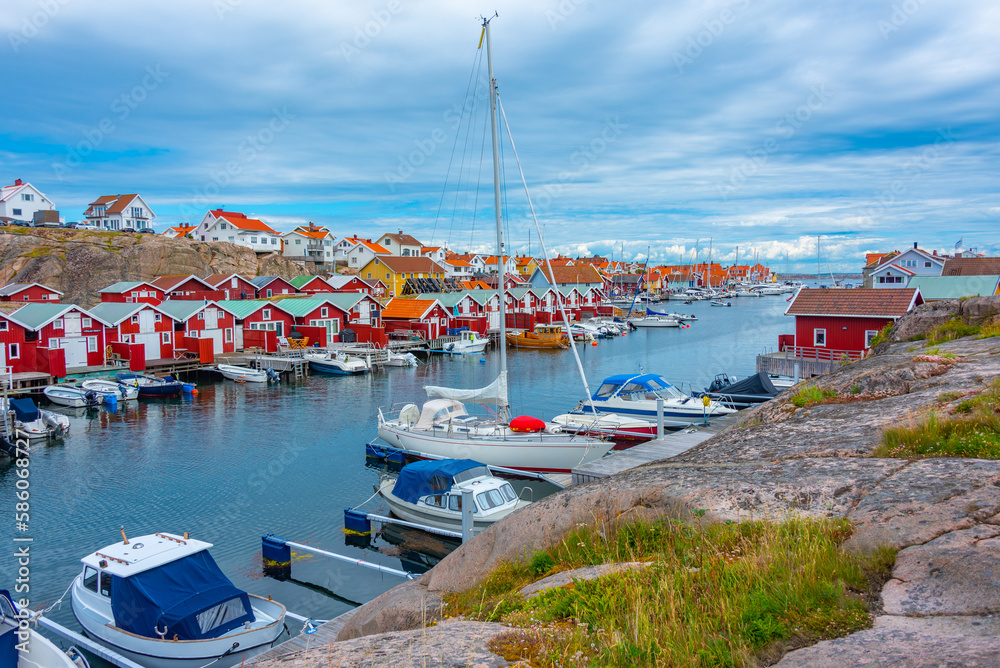 Waterfront promenade at Swedish village Smögen Stock Photo | Adobe Stock