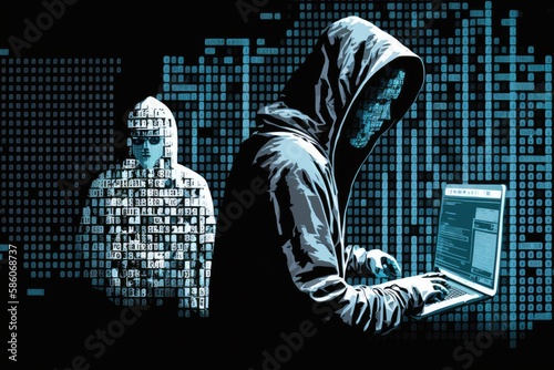 A person using a man-in-the-middle attack to intercept and modify data. Generative AI