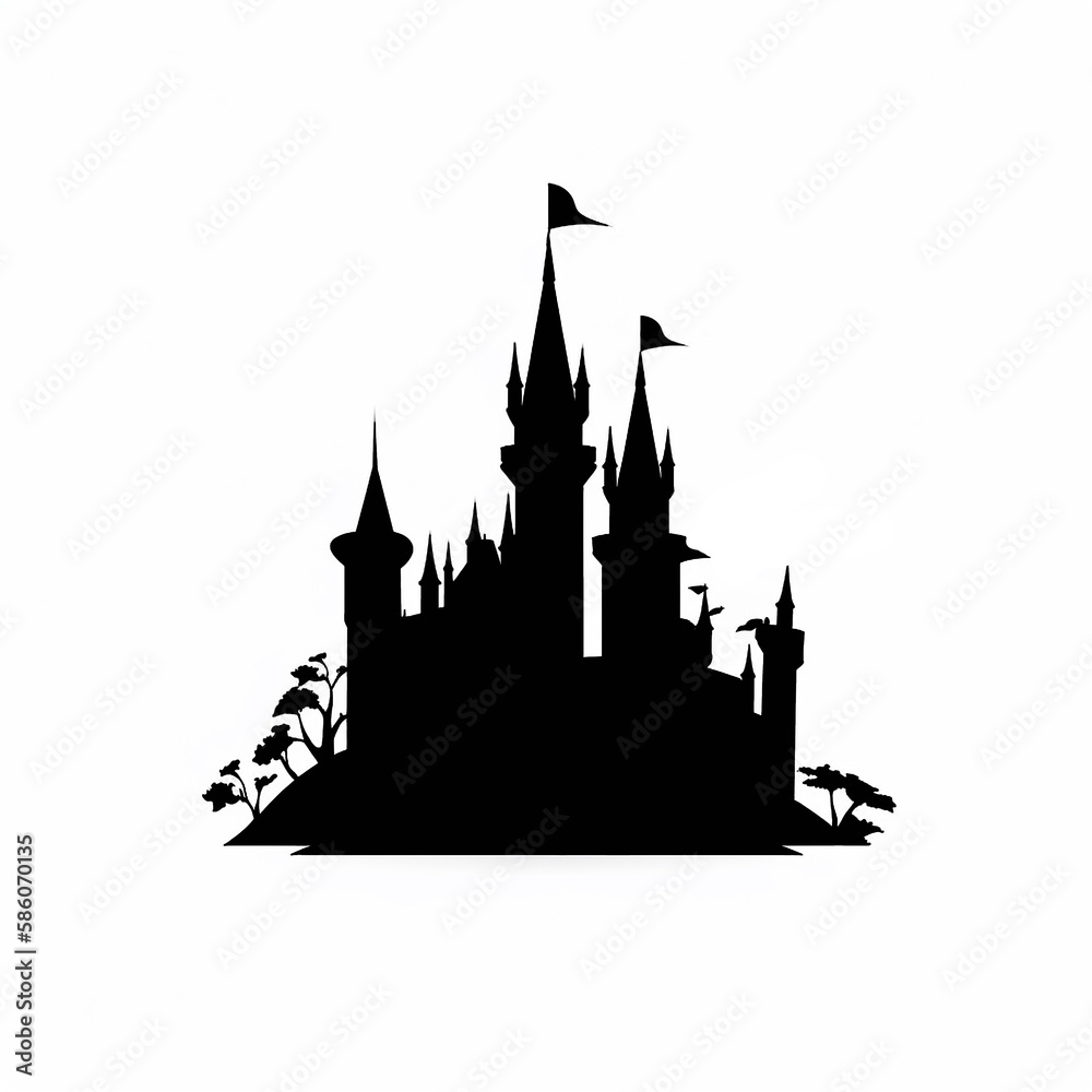 castle logo icon. Silhouette of historic building. Generated AI..