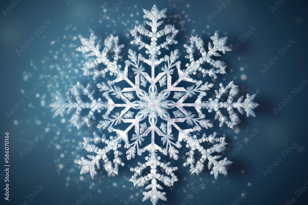 single snowflake on a light blue background created with Generative AI technology single snowflake on a light blue background created with Generative AI technology