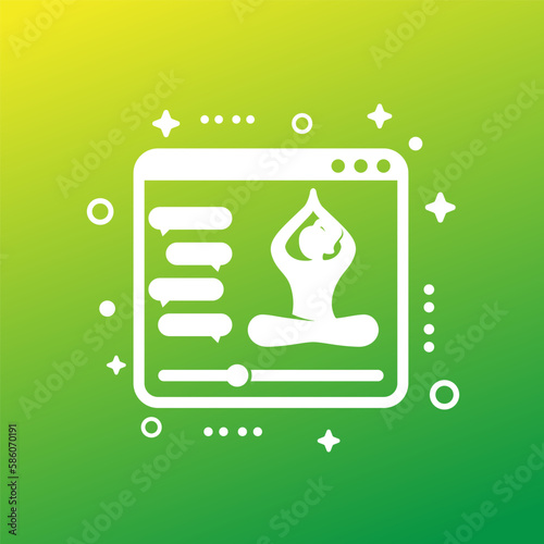 online yoga class, training icon for web