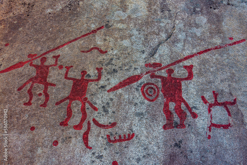Bronze age rock paintings nearby Vitlycke, Sweden photo