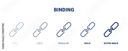 binding icon. Thin, light, regular, bold, black binding, education icon set from education collection. Outline vector isolated on white background. Editable binding symbol can be used web and mobile