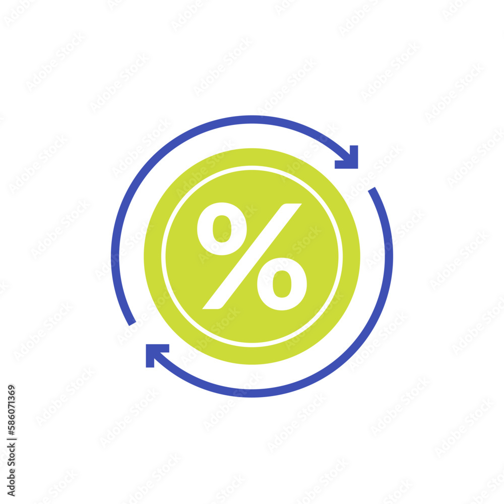 refinancing, interest rate reducing icon on white refinancing, interest rate reducing icon on white