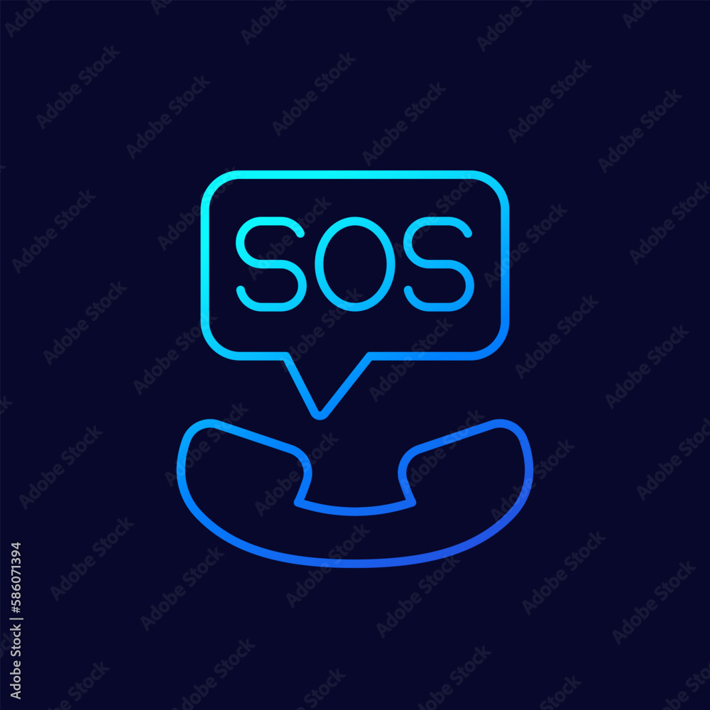 sos, emergency call line icon, vector