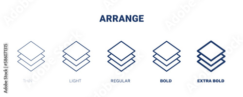 arrange icon. Thin, light, regular, bold, black arrange, business icon set from education collection. Outline vector isolated on white background. Editable arrange symbol can be used web and mobile