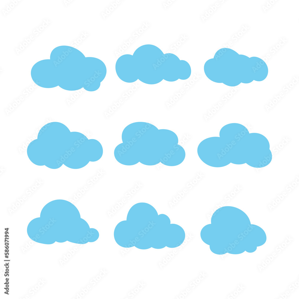 Cloud. Abstract blue cloudy set isolated on white background. Vector illustration. Cloud. Abstract blue cloudy set isolated on white background. Vector illustration.