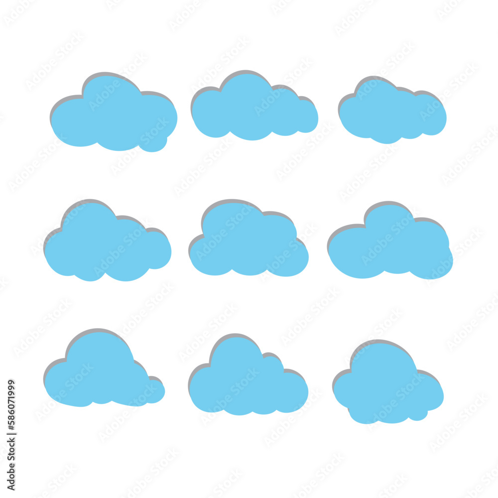 Cloud. Abstract blue cloudy set isolated on white background. Vector illustration. Cloud. Abstract blue cloudy set isolated on white background. Vector illustration.