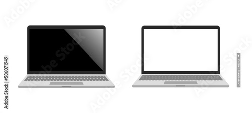 正面から見たラップトップPCのシンプルなイラスト	
