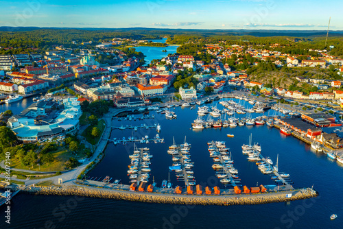 Sunset view of Swedish town Strömstad photo