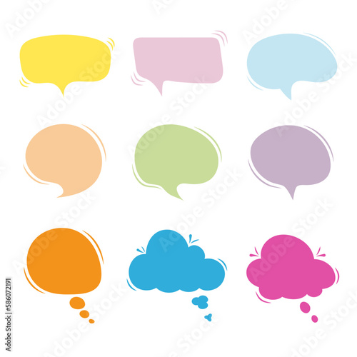 Vector bubbles speech set pastel color, hand drawn.