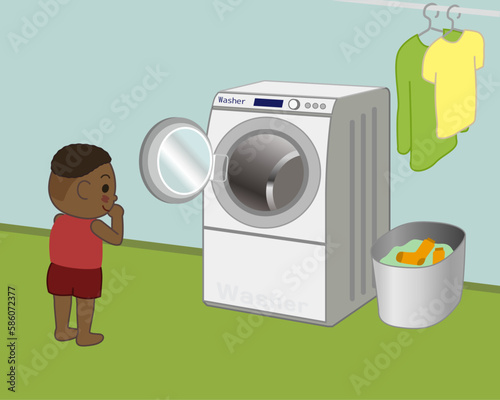 洗濯機と少年。不思議な入口