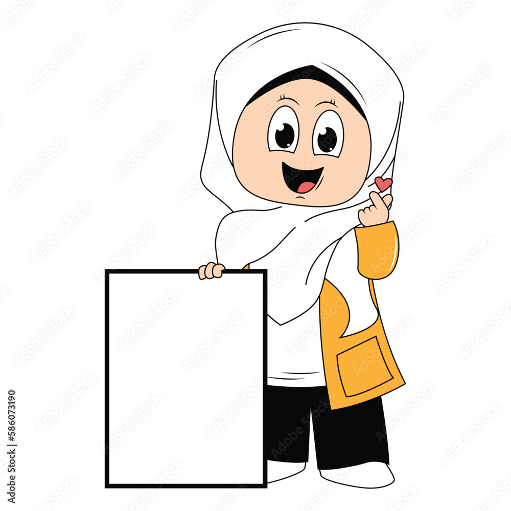 cute girl hijab cartoon illustration cute girl hijab cartoon illustration