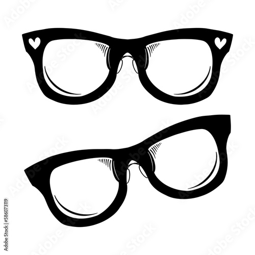 Sunglasses isolated on white background. Vector hand drawn illustration in sketch doodle style.