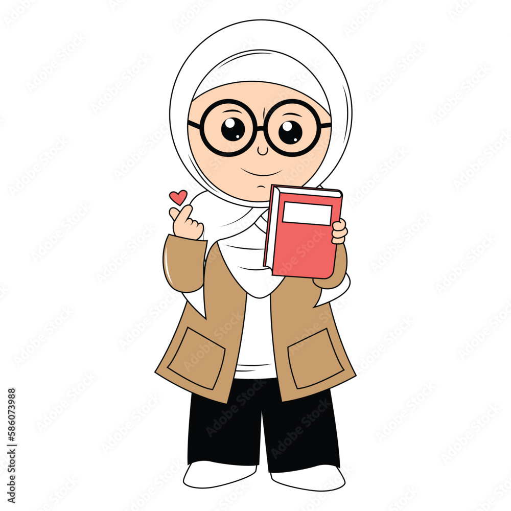 cute girl hijab cartoon illustration cute girl hijab cartoon illustration