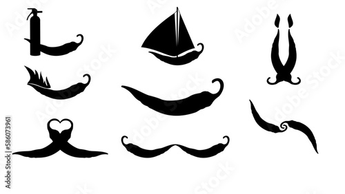 chili pepper silhouette, icon and illustration set