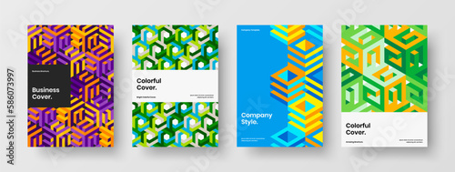 Premium mosaic pattern journal cover concept set. Original banner A4 vector design layout composition.