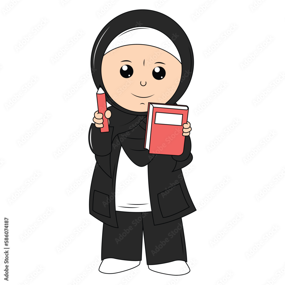 cute girl hijab cartoon illustration cute girl hijab cartoon illustration