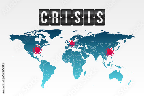 Crisis vector illustration. Symbol with World  Map for infographics  economy  information  report  design element  icon  sign