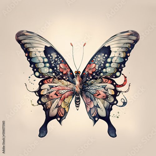 Le dessin d'un papillon coloré et magique