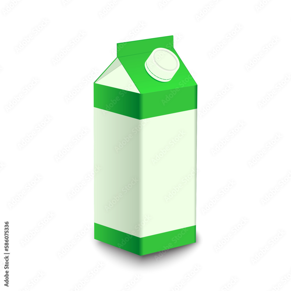 White box package template with green girdle for juice or milk. White box package template with green girdle for juice or milk.