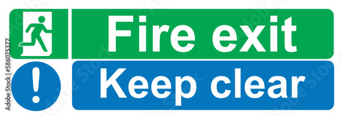 Fire exit keep clear sign