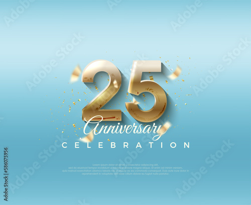 25th anniversary number. With elegant and luxurious 3d numbers. Premium vector background for greeting and celebration.