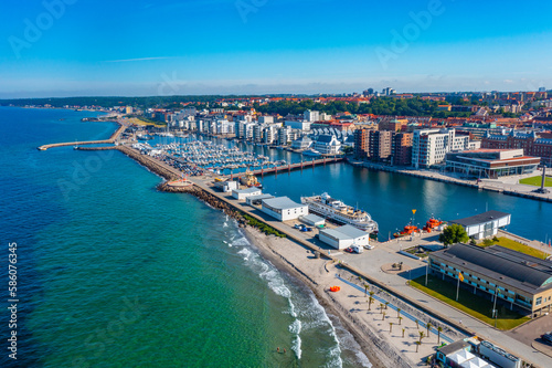 Aerial view of port of Helsingborg in Sweden photo