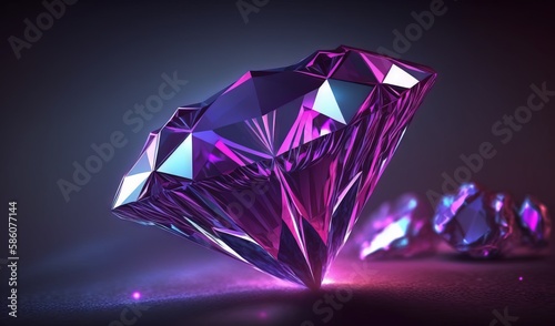  a purple diamond surrounded by smaller diamonds on a black background.  generative ai