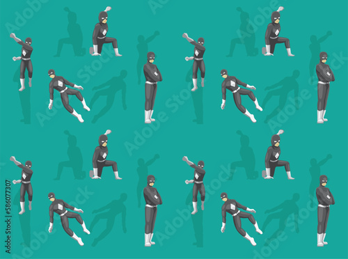 Superhero Robotic Man Cartoon Poses Seamless Wallpaper Background
