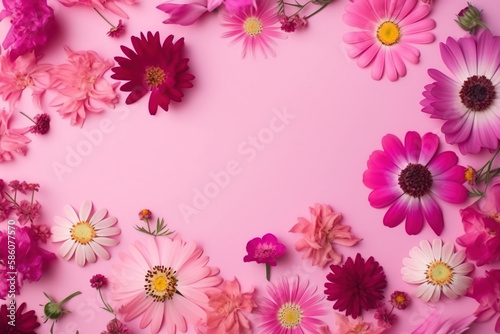 pink flowers frame