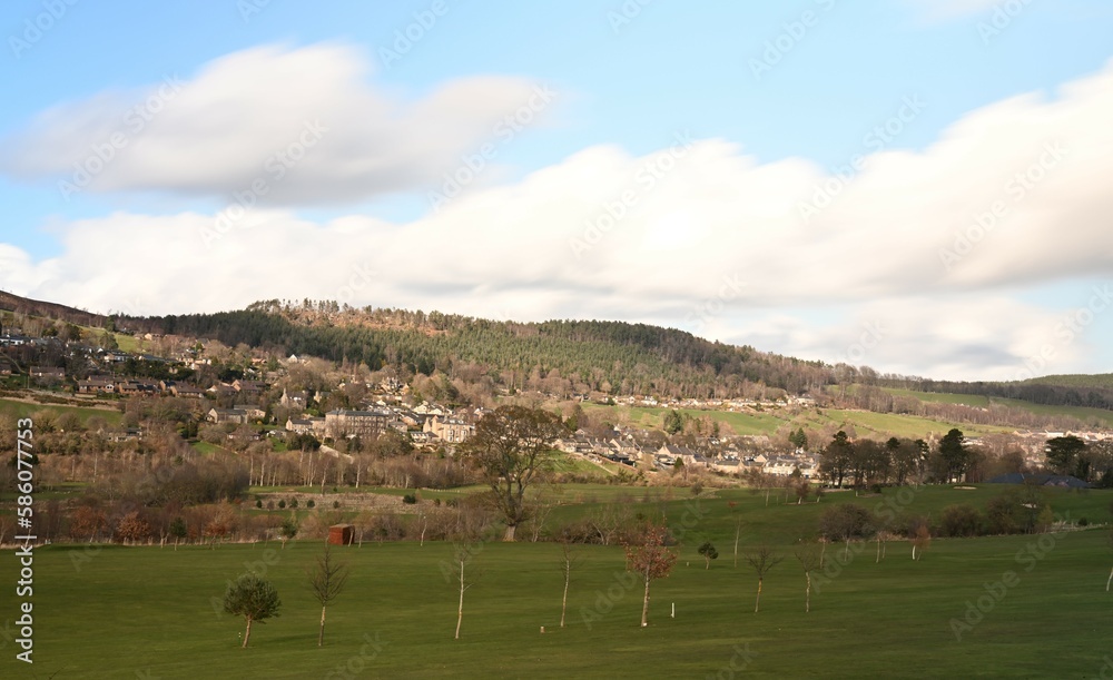 Naklejka premium Rothbury over the golf course