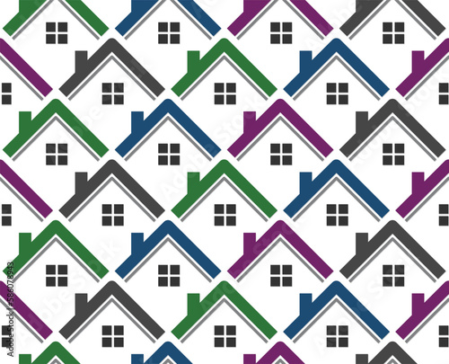 The seamless background with colored roofs.