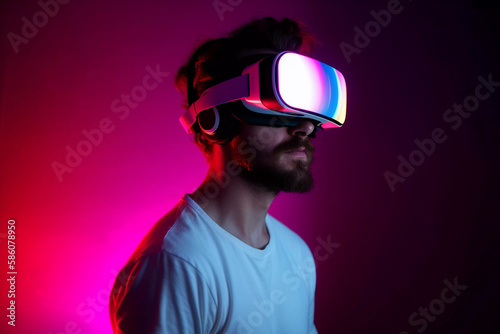 portrait of a man wearing VR glasses