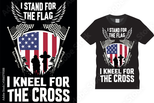 STAND FOR THE FLAG, STAND FOR THE KNEEL VERSATILE JOURNAL WITH DISTRESSED AMERICAN FLAG SUBLIMATION T-SHIRTS DESIGN VECTOR TEMPLATE
