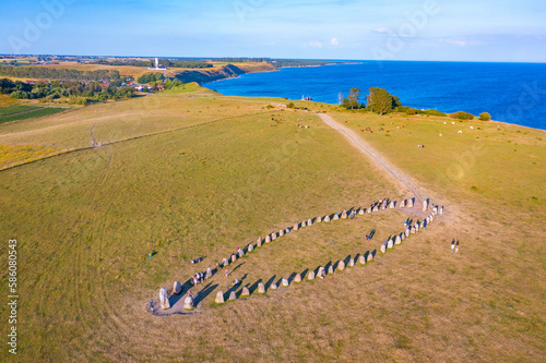 Ales stenar megalithic monument in coastal Sweden photo