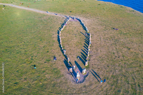 Ales stenar megalithic monument in coastal Sweden photo