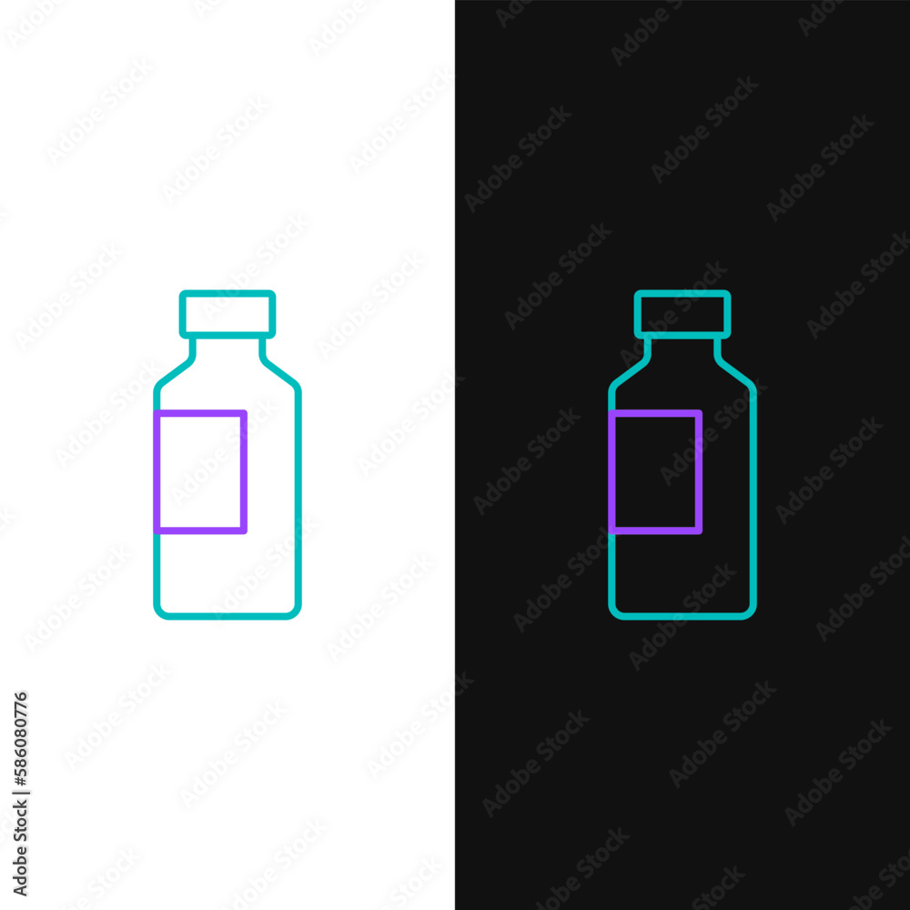 Line Bottle of water icon isolated on white and black background. Soda aqua drink sign. Colorful outline concept. Vector