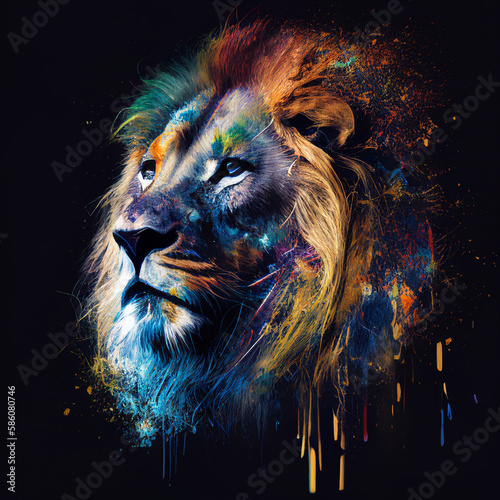 portrait of a lion, spectrum lion, Generative AI