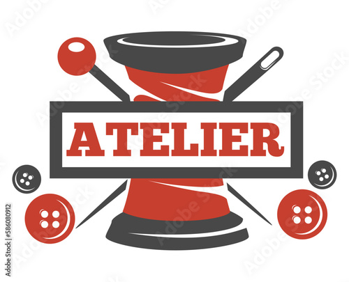 Mannequin and sewing tools atelier and tailor service isolated icons vector