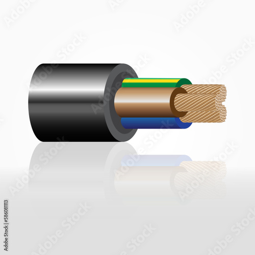 Closeup of electrical wire vector on a white background.
