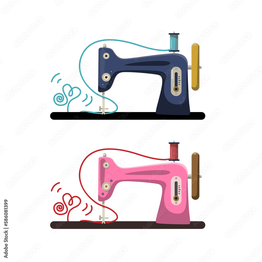 Retro sewing machine icons isolated on white background - vector