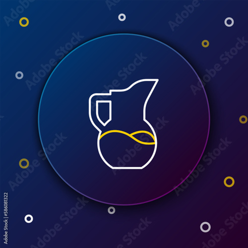 Line Milk jug or pitcher icon isolated on blue background. Colorful outline concept. Vector