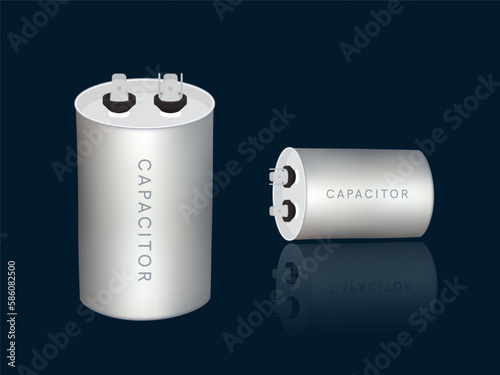 Chip capacitor icon. Isometric of chip capacitor vector icon for web design isolated on dark blue color background.