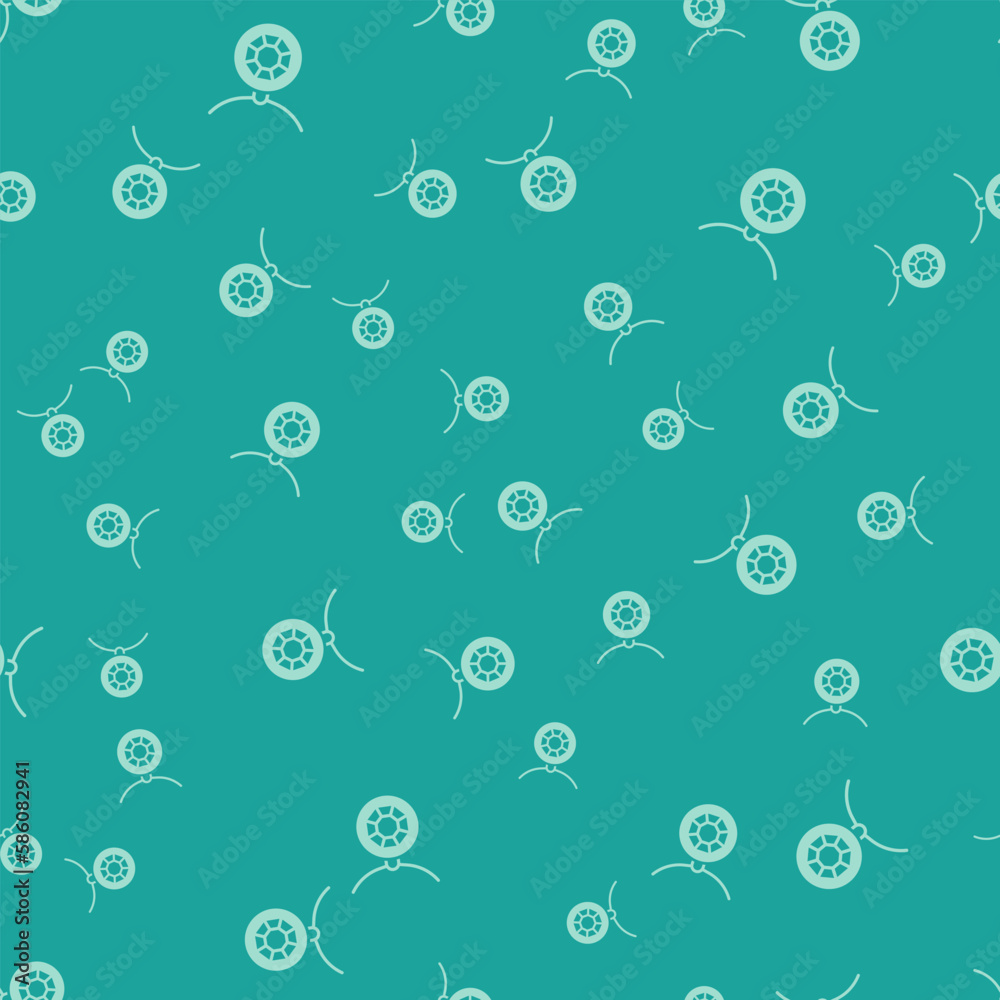 Green Pendant on necklace icon isolated seamless pattern on green background. Vector Green Pendant on necklace icon isolated seamless pattern on green background. Vector