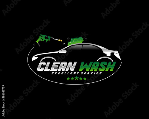 Car illustration logo for vehicle wash services