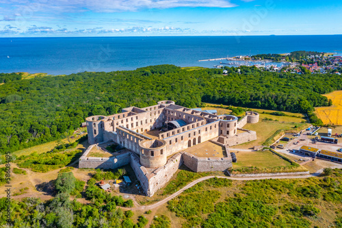 Aerial view of the Borgholm castle in Sweden