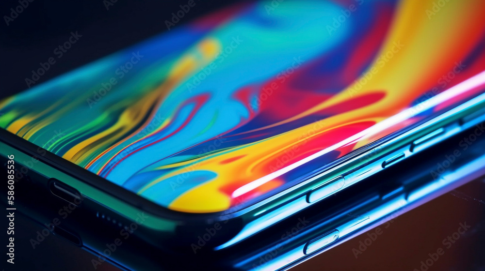 AI art Illustration of a colorful smartphone screen カラフルなスマートフォン画面のイラスト ...