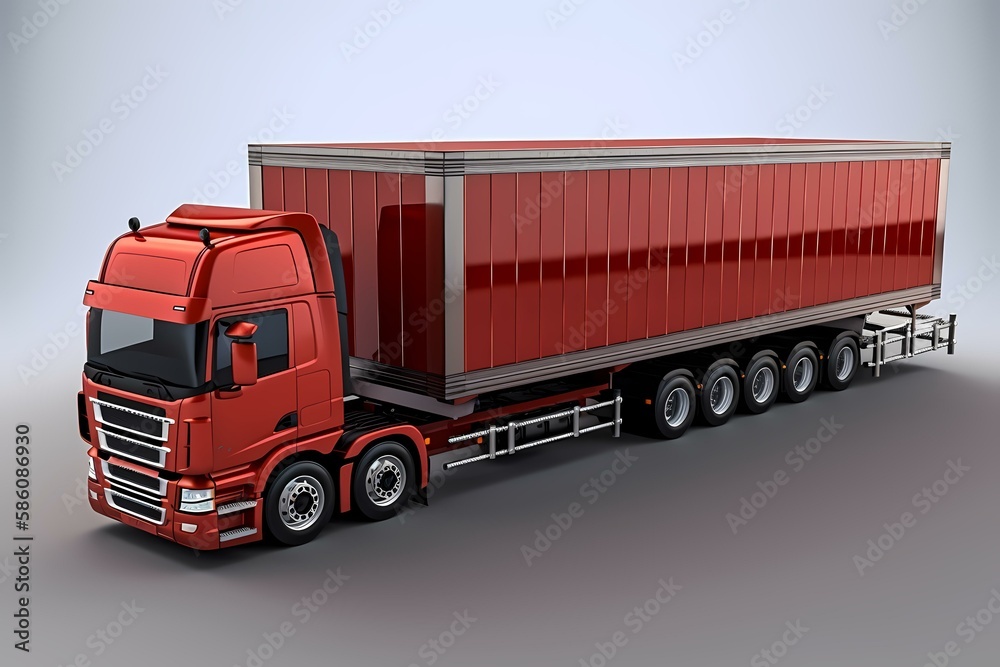 A red truck on a white background - Generative AI A red truck on a white background - Generative AI