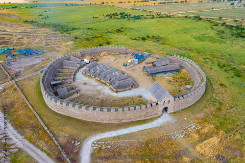 Obraz na plátně Panorama of Eketorp ring fortress in Sweden